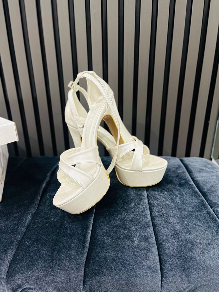Beyaz Platform Topuklu Kadın gelin  Ayakkabı - Görsel 2