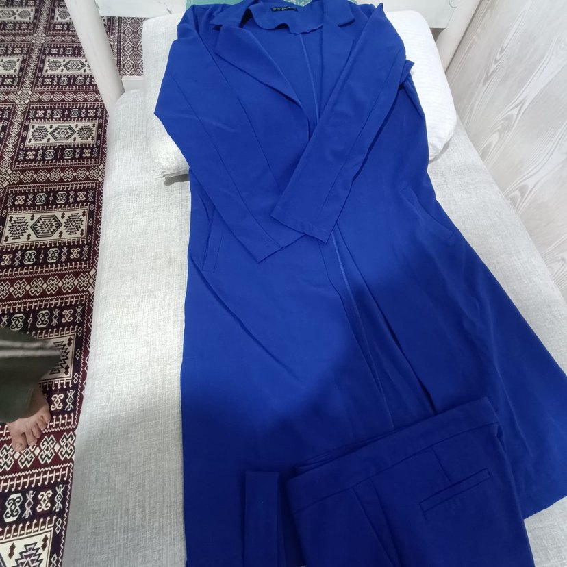 Kadın Mavi Uzun Kollu Takım Elbise - Görsel 3