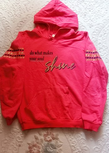 Pullu Kapüşonlu Pembe Kadın Sweatshirt