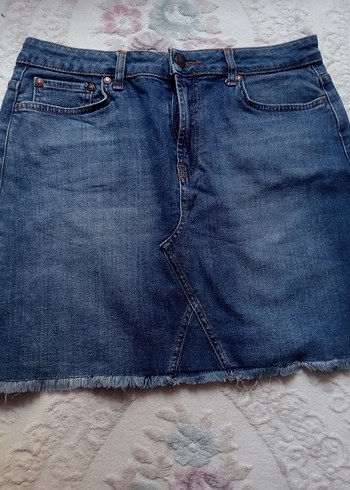 Limon Company Düğmeli Mavi Denim Midi Kadın Etek