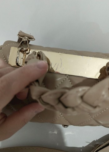 Bej Deri Kapitone Kadın Çanta - Görsel 2