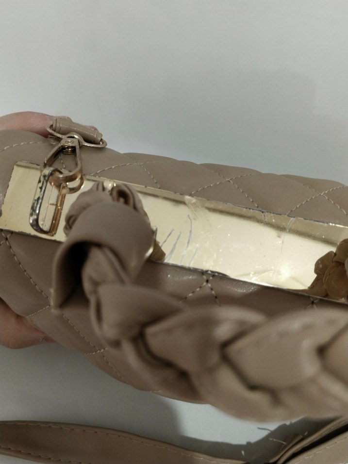 Bej Deri Kapitone Kadın Çanta - Görsel 3