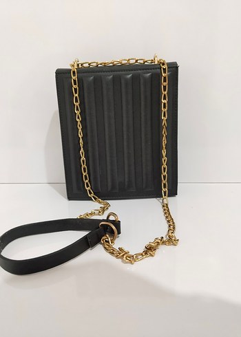 Zincir Detaylı Siyah Deri Kadın Çanta - Görsel 2