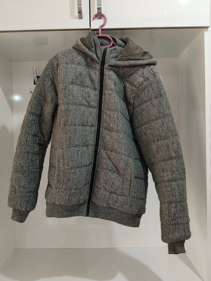 Gri Fermuarlı erkek Kışlık Mont - Görsel 2