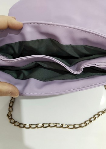 Mor Zincir Detaylı Deri Kadın Çanta - Görsel 3