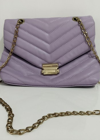 Mor Zincir Detaylı Deri Kadın Çanta - Görsel 2