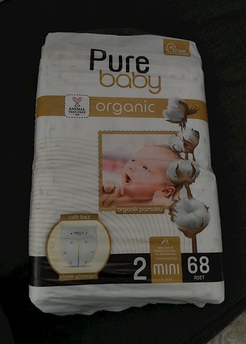 Pure Baby Organik Pamuklu Bebek Bezi Mini 68'li - Görsel 2