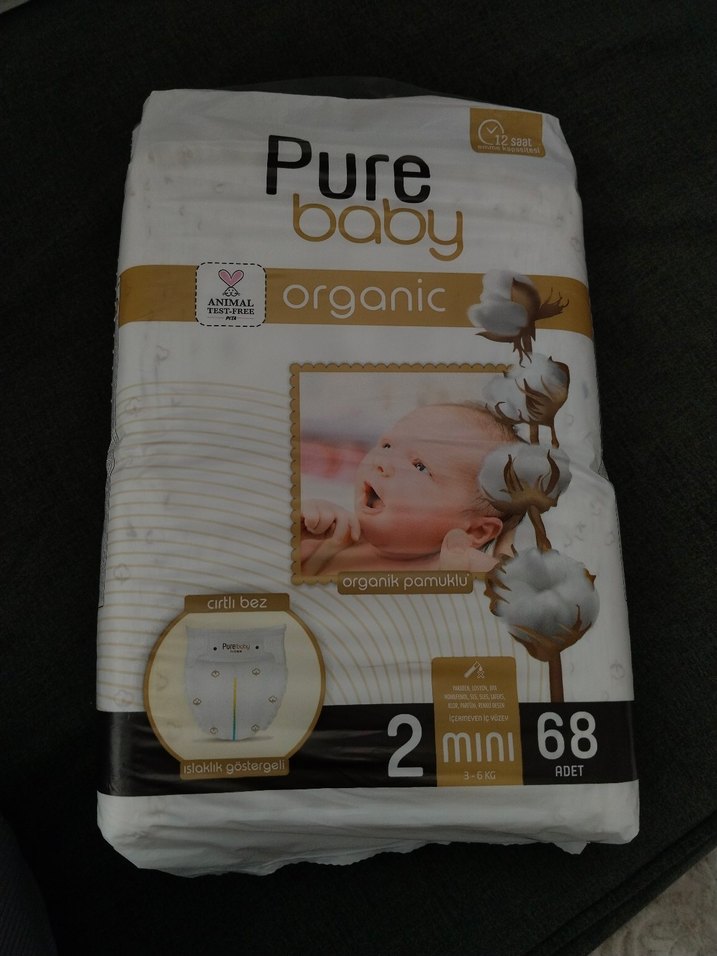 Pure Baby Organik Pamuklu Bebek Bezi Mini 68'li - Görsel 2