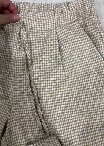 Bej Gri Pilili Kadın Kumaş Pantolon - Görsel 2