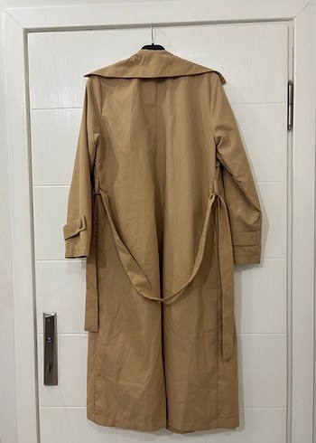 Bej Uzun Kollu Kadın Trençkot - Görsel 3