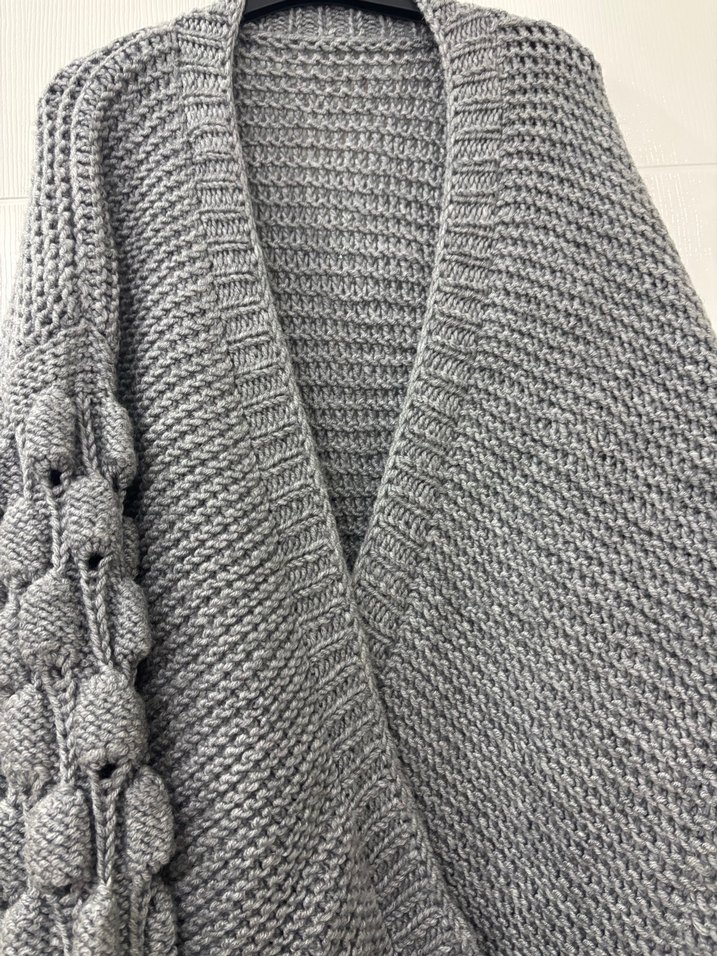 Gri Örgü Kadın Mini Hırka - Görsel 3