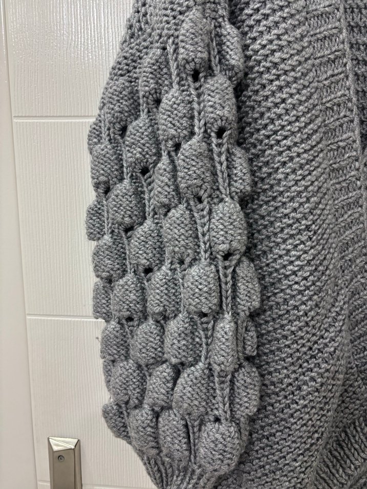 Gri Örgü Kadın Mini Hırka - Görsel 2