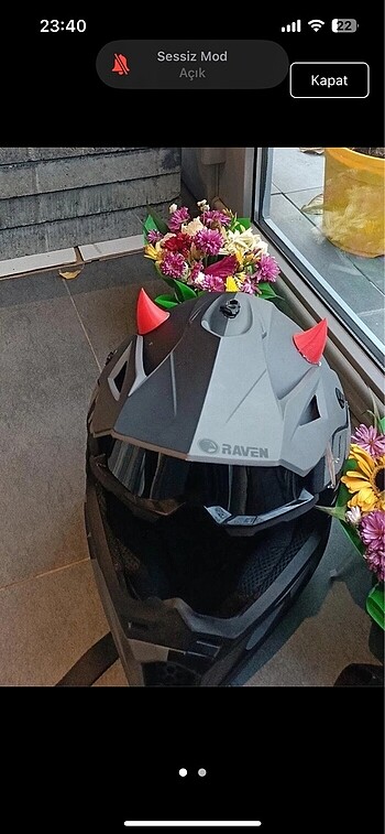Motosiklet Kask Şeytan Boynuzları v2