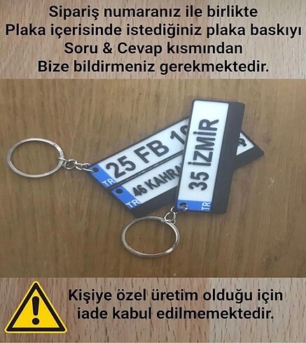 Kişiye özel plaka anahtarlık