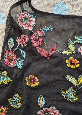 Nakışlı Siyah Bohem Kadın Mayo - Görsel 2