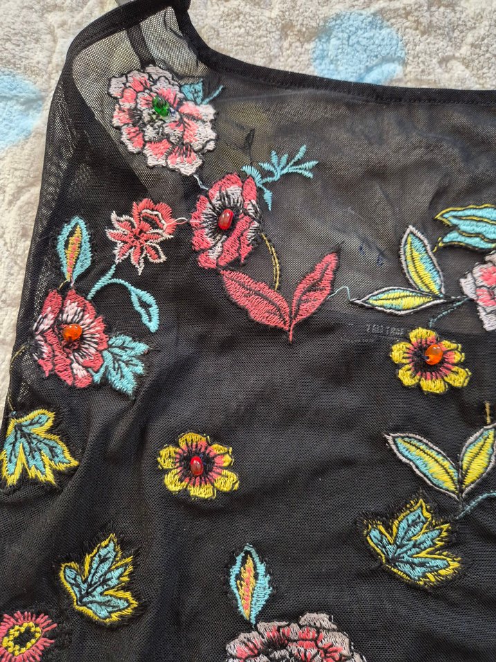 Nakışlı Siyah Bohem Kadın Mayo - Görsel 2