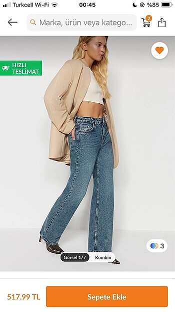 Mavi soluk efekt vintage Trendyolmilla pantolon