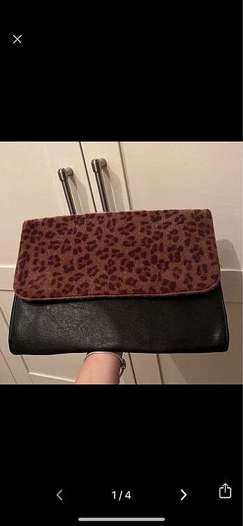 Leopar detaylı el çanta