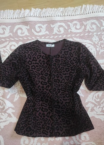 vintage leopar desenli blazer ceket - Görsel 2