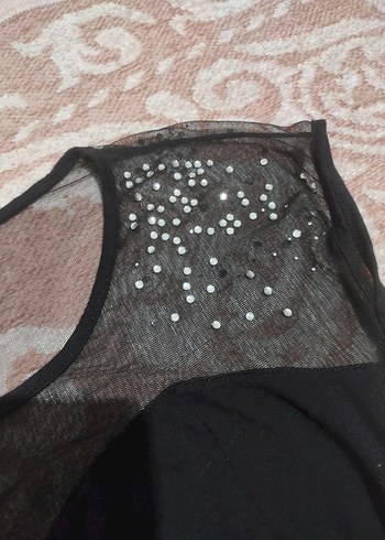 siyah gotik taşlı bluz - Görsel 3