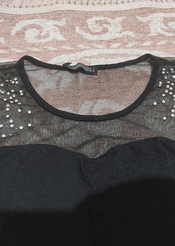 siyah gotik taşlı bluz - Görsel 2