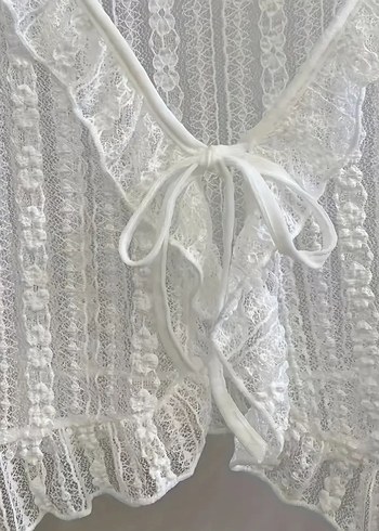 beyaz dantelli bolero ceket - Görsel 4