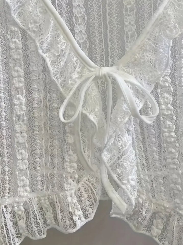 beyaz dantelli bolero ceket - Görsel 4