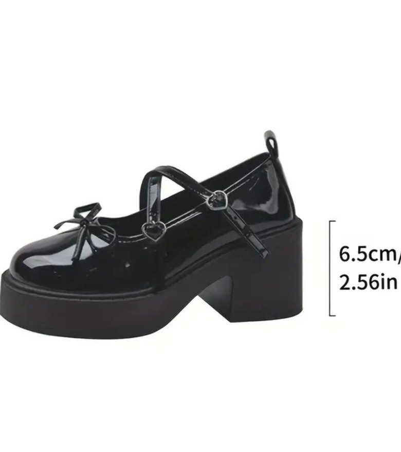 Siyah Rugan Tokalı Platform Topuklu Kadın Ayakkabı - Görsel 2