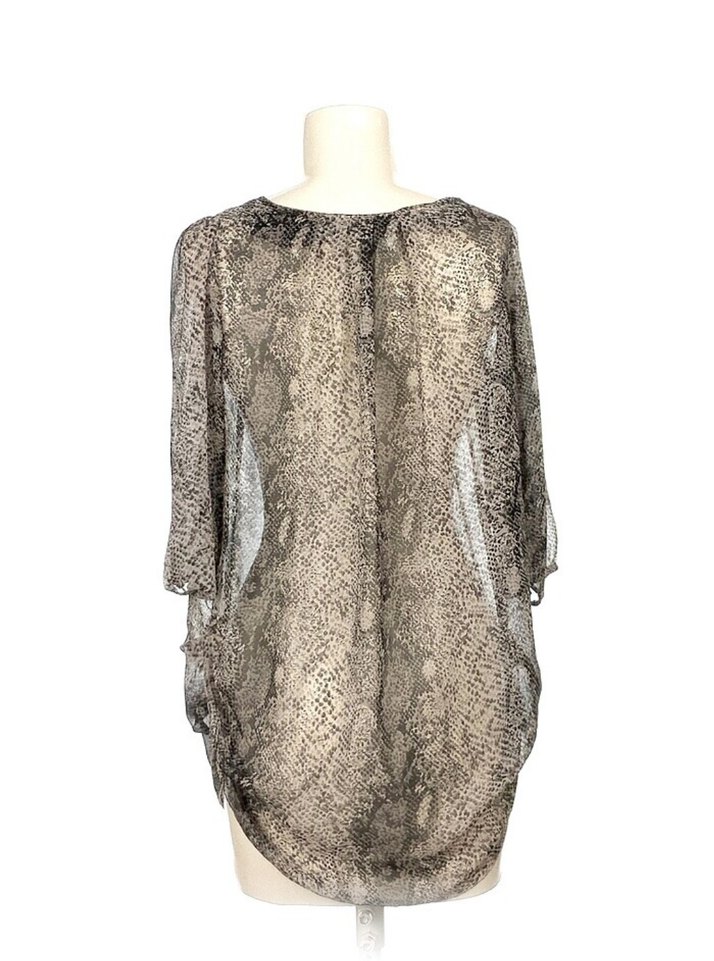 vintage Yılan Desenli Salaş Midi Kadın Bluz - Görsel 2