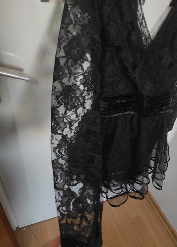 Dantelli vampire gothic vintage Kemer detaylı elbise - Görsel 4