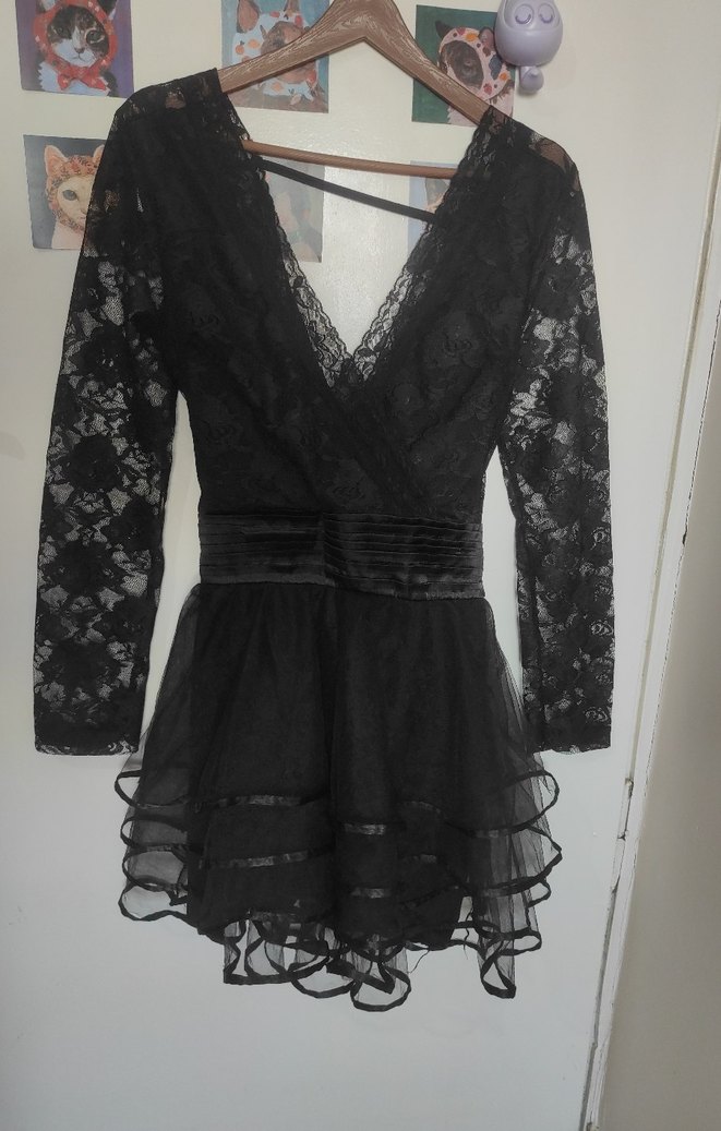 Dantelli vampire gothic vintage Kemer detaylı elbise - Görsel 2