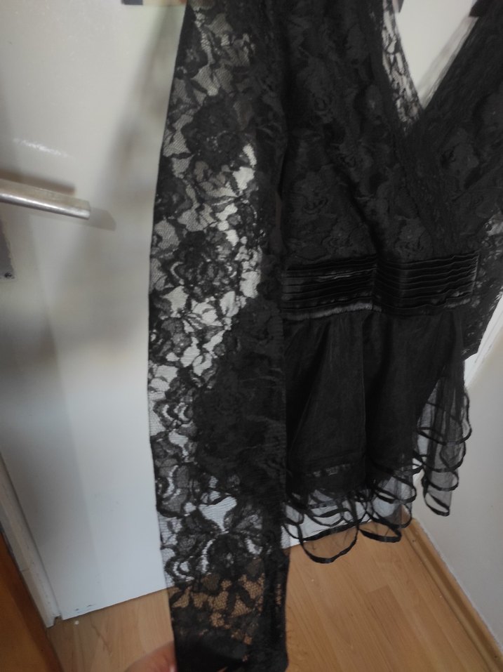 Dantelli vampire gothic vintage Kemer detaylı elbise - Görsel 4