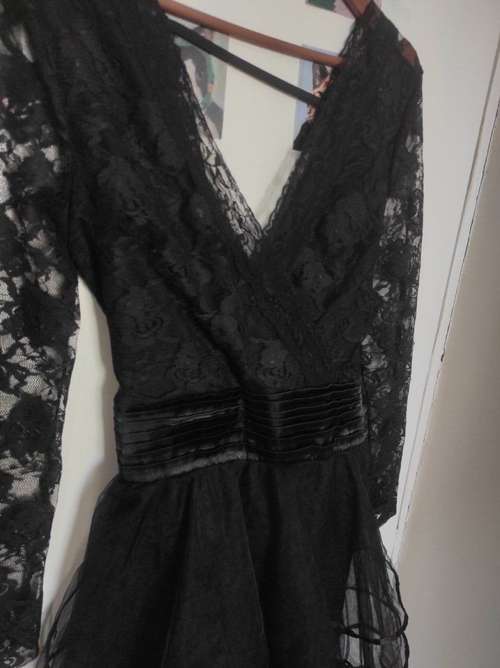 Dantelli vampire gothic vintage Kemer detaylı elbise - Görsel 5