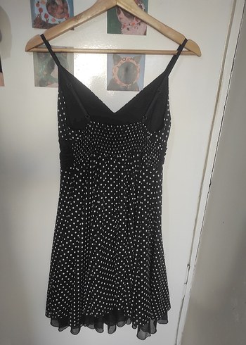 Puantiye Desenli Siyah Midi Elbise - Görsel 6