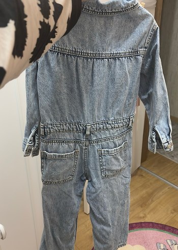 Kız Çocuk Gri Kot Tulum - Görsel 3