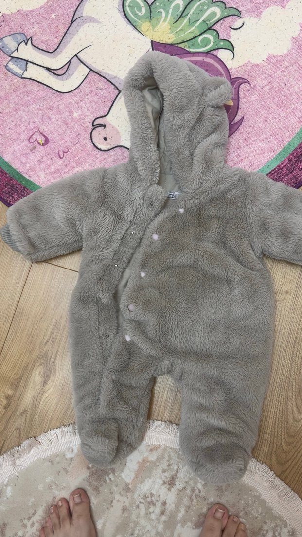 Kız Çocuk Gri Kot Tulum - Görsel 4