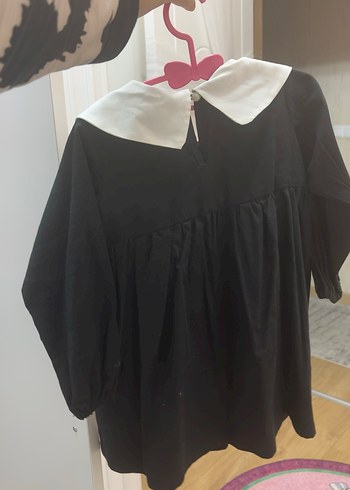 Kız Çocuk Siyah Pamuklu Geniş Yaka Bluz - Görsel 2