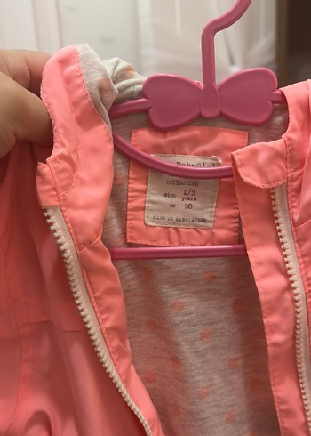 Kız Çocuk Pembe Fermuarlı Yağmurluk - Görsel 2