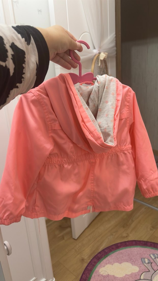 Kız Çocuk Pembe Fermuarlı Yağmurluk - Görsel 3