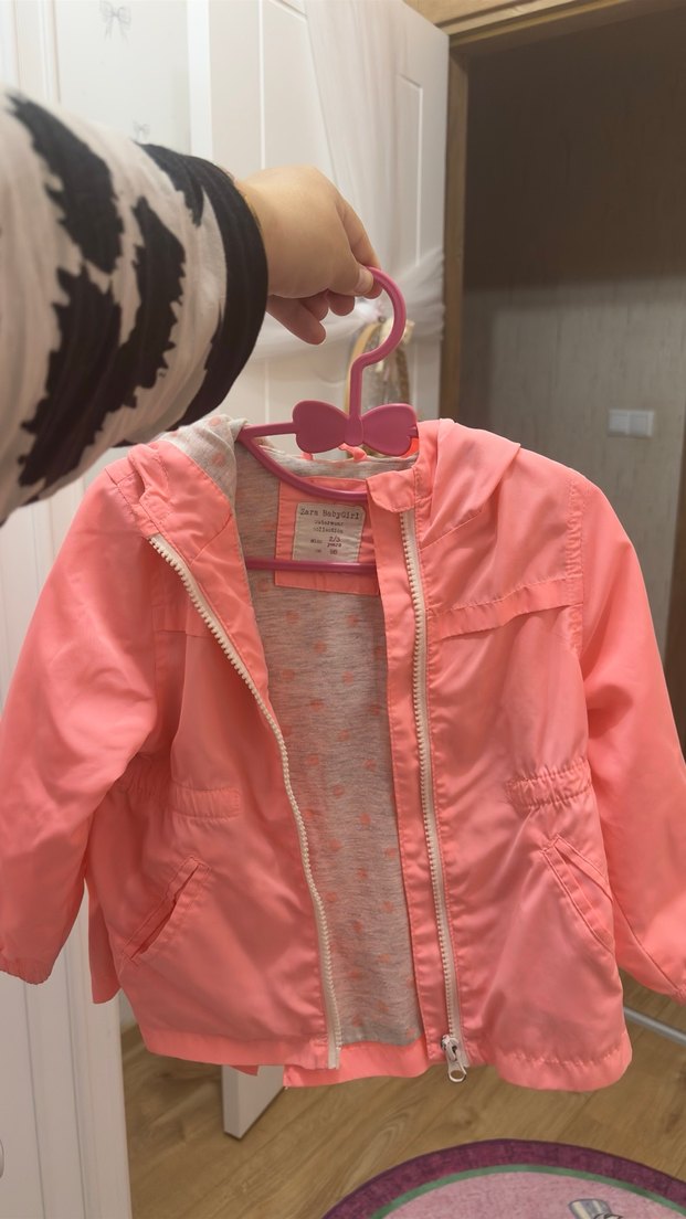Kız Çocuk Pembe Fermuarlı Yağmurluk - Görsel 4