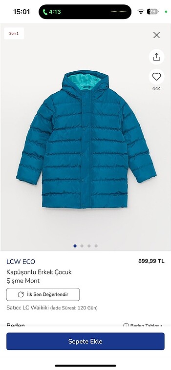 10 Yaş Beden çocuk mont