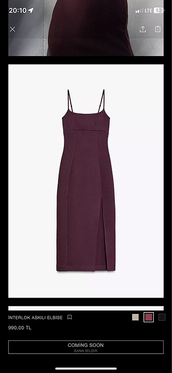 Zara zara askılı yırtmaçlı elbise