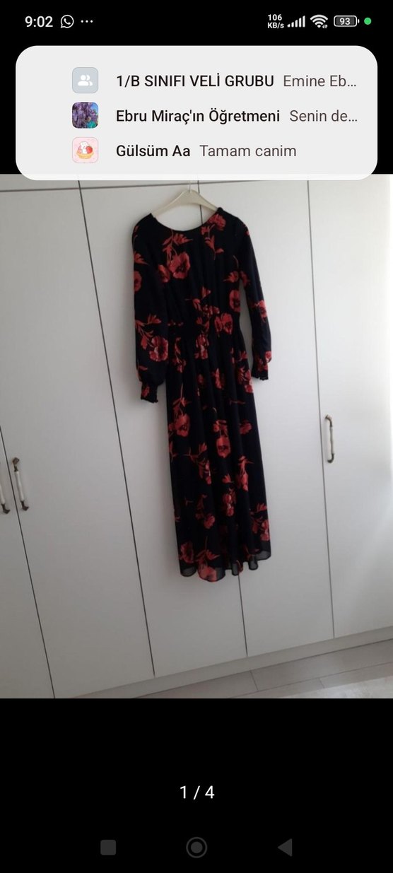 Kırmızı Çiçek Desenli Uzun Bohem Elbise - Görsel 3