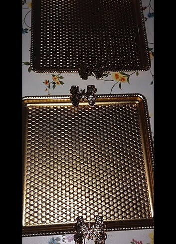 Gold metal sıfır  kahve sunumluk tepsisi - Görsel 7