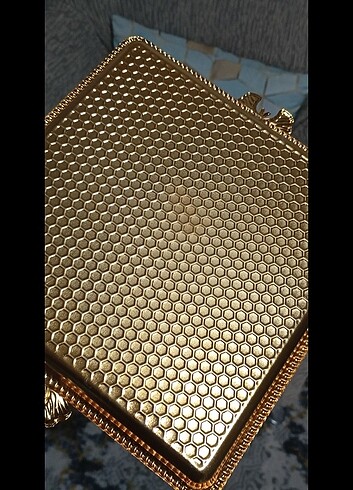 Gold metal sıfır  kahve sunumluk tepsisi - Görsel 8