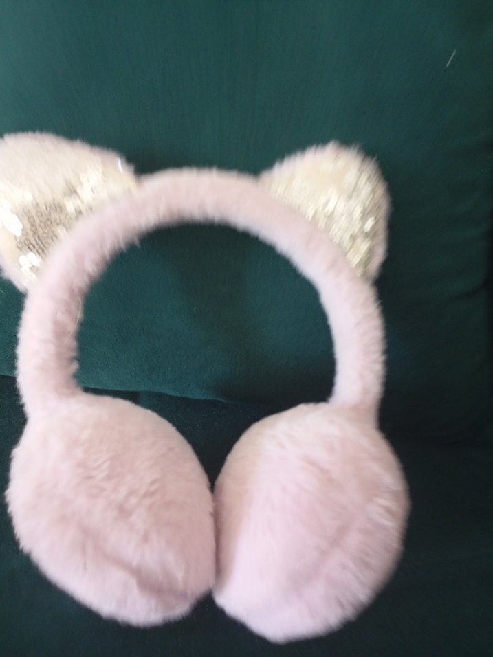 Pembe Peluş kulaklıklar Sevimli - Görsel 4