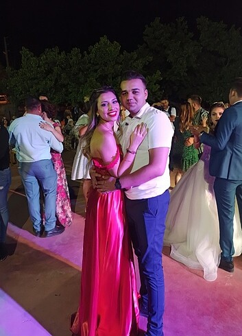 Diğer Saten etekli bordo abiye