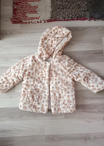 Kapüşonlu Kız Çocuk Leopar Desenli Kürk