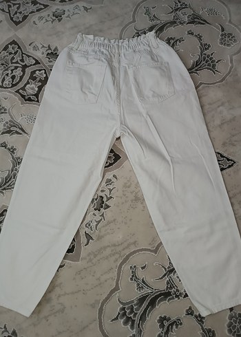 42 Beden Beyaz Beli Lastikli Kot pantolon