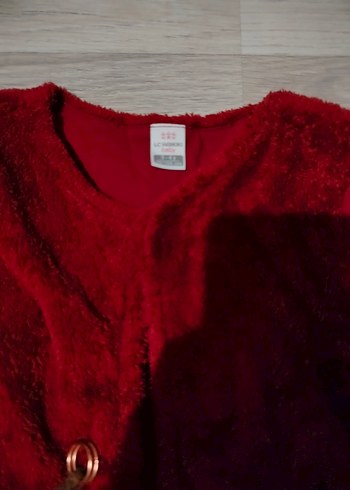 Kız Çocuk Kırmızı Kürklü Kolsuz Yelek - Görsel 2